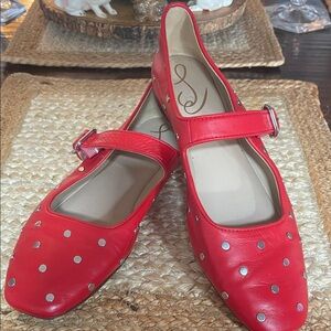 Sam Edelman Red Studded Flats